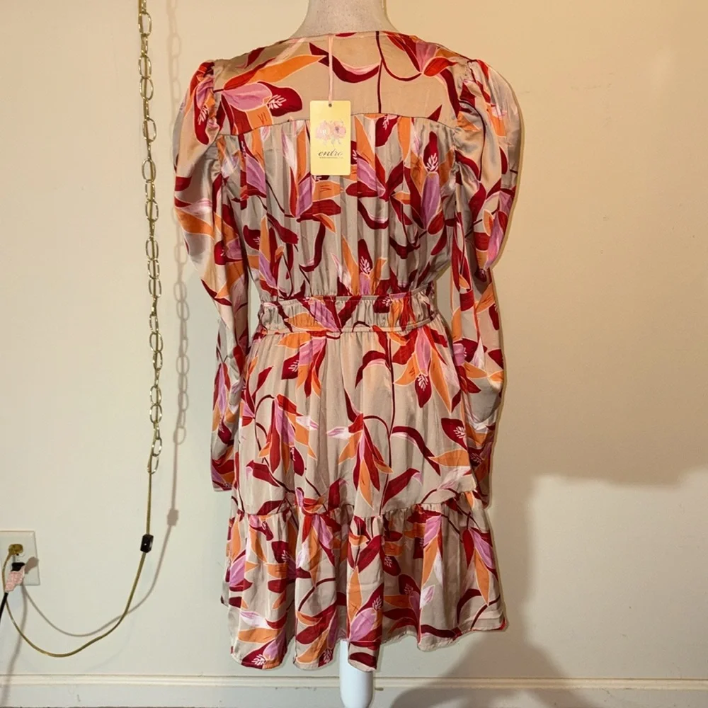 Entro v neck floral long sleeve mini dress - Picture 4 of 7
